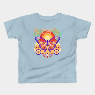 Butterfly Retro hand Drawn Kids T-Shirt